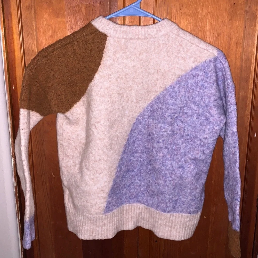 Madewell Cedarbrook Pullover Sweater in Colorblock Size XXS Wool/Camel Hair